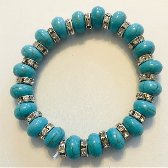 Set of 3 Turquoise Pearl Stretch Bracelets - Picture 3 of 8